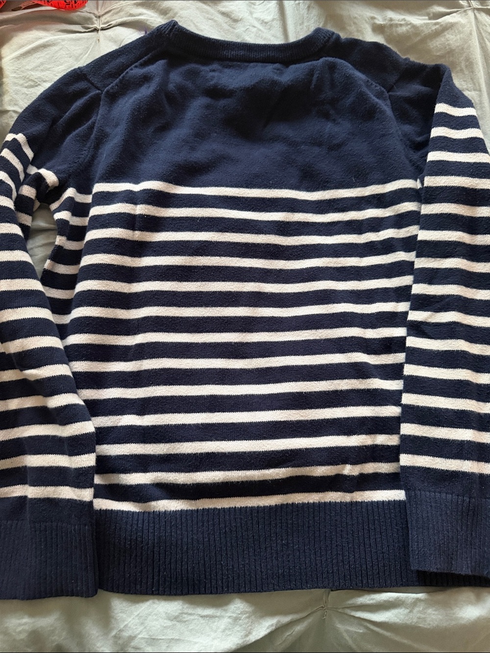 Navy and White Striped Crewneck Sweater - Primary - Picture 4 of 5